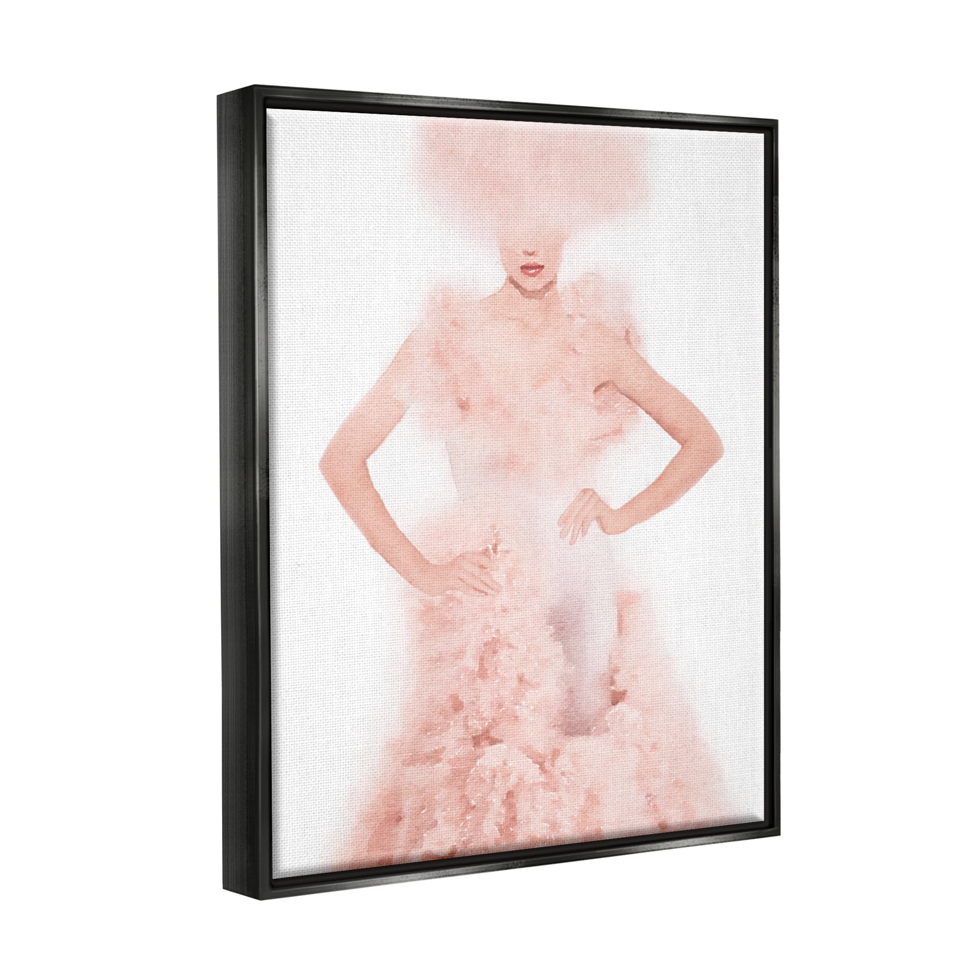 Stupell Pink Fluffy Fashion Gown Beauty & Fashion Painting Black Floater Framed Art Print Wall Art