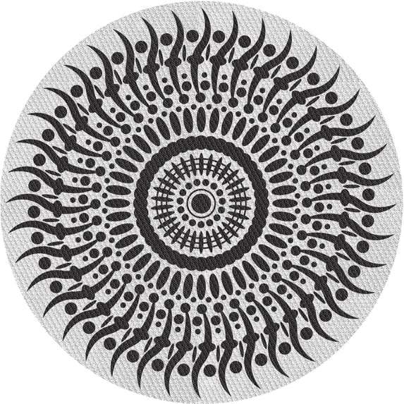 Ahgly Company Indoor Round Patterned Platinum Gray Novelty Area Rugs, 6' Round