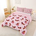 thumbnail image 2 of Homewish Kawaii Pet Dachshund Queen Comforter Set,Cartoon Animals Comforter Sets Queen,Pink,Pink Reversible,3 Pieces,1 Comforter and 2 Pillowcases, 2 of 7