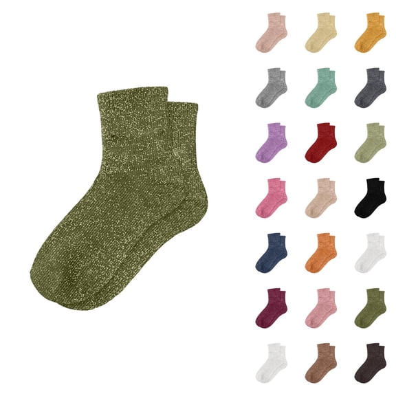 Women's Novelty Glitter Slouch Socks 2026 Cute Trendy Comfortable Stretch Casual Mid Calf Socks