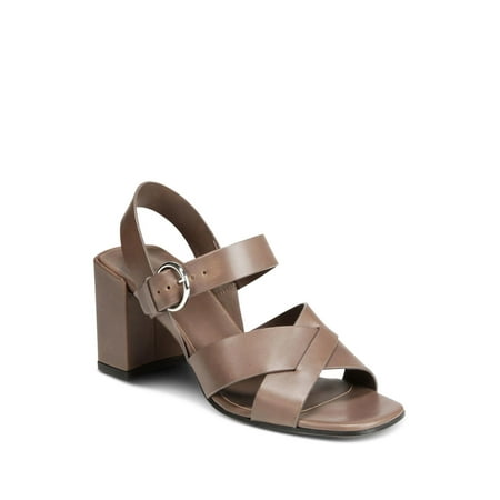 

VIA SPIGA Womens Mink Brown Crisscross Padded Adjustable Adjustable Strap Opal Square Toe Block Heel Buckle Leather Sandals Shoes 8 M