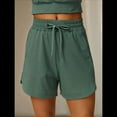 thumbnail image 4 of Pantalones Cortos Deportivos con Cordón para Mujer, de Cintura Alta, para Hacer Ejercicio en Verano, con Bolsillos. Verde Oscuro S, 4 of 7