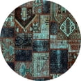 thumbnail image 1 of Ahgly Company Indoor Round Patchwork Light Blue Transitional Area Rugs, 5' Round, 1 of 4