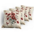 thumbnail image 5 of Ambesonne Rustic Throw Pillow Cover 4 Pack, Warm Tone Botanical Design, 18", Red Blue Grey and Eggshell, 5 of 7
