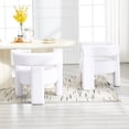 thumbnail image 2 of Sherpa Boucle Accent Chair, Mid Century Modern Dining Room Chair, Comfy Upholstered Side Armchair Cute Barrel Side Chairs with 3 Legs for Bedroom/Kitchen/Living/Balcony/Reception, White, 2 of 8