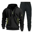 thumbnail image 2 of LEKDFST Men's 2 Piece Athletic Outfits Set Solid Hoodie And Joggers Tracksuit Casual Sweat Sets Black L, 2 of 3