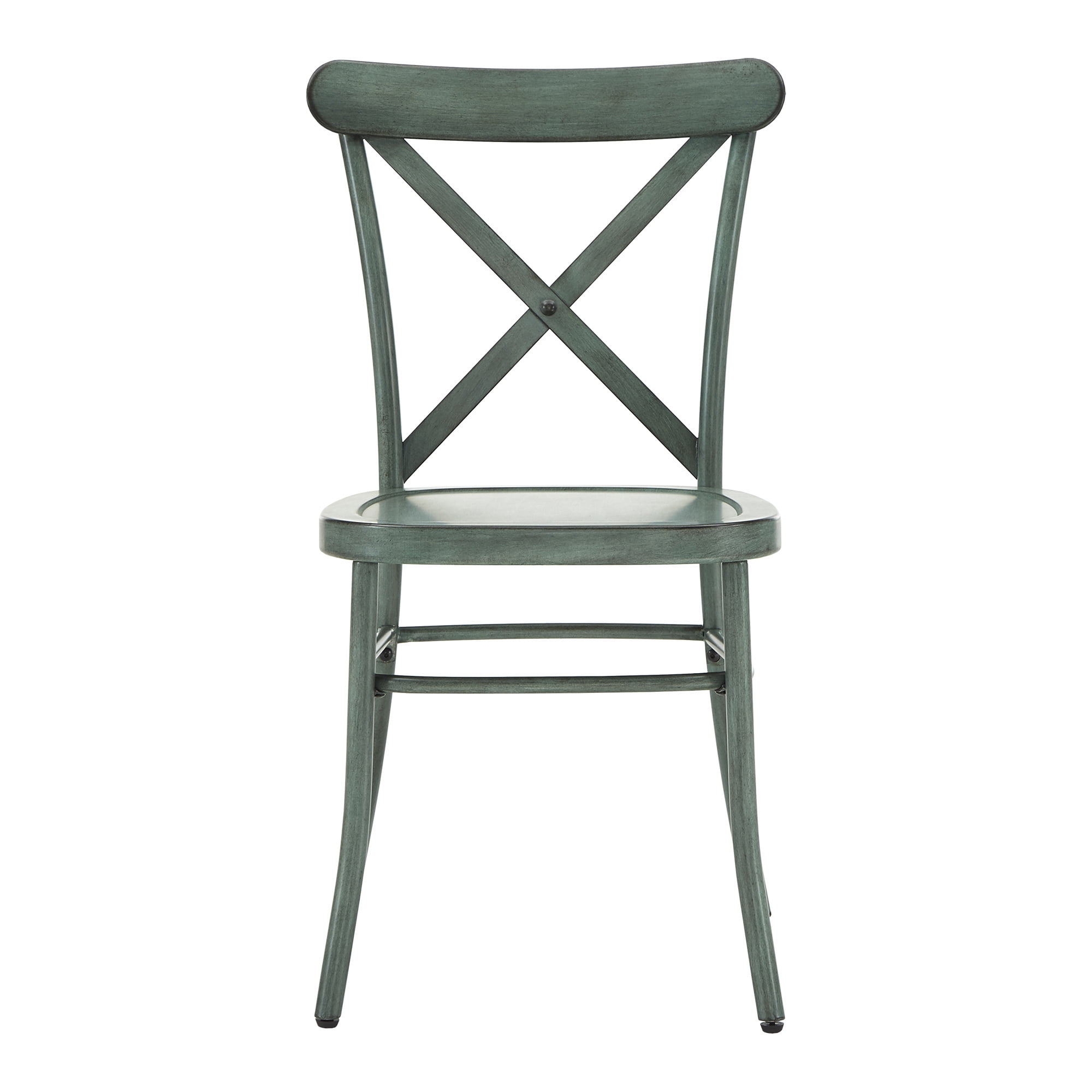 Weston Home Perry X-Back Metal Dining Chairs, Set of Two, Antique Sage