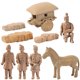 thumbnail image 1 of 1 juego de guerreros de terracota, miniatura decorativa de escritorio, modelo de caballo, 1 of 6