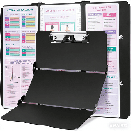 Nursing Clipboard Foldable, Thicken Aluminum Trifold Nursing Clipboard, Nursing Pocket Size Nurse Clipboards with Pen Holder, Nursing Edition Cheat Sheet for Students, Nurses and Doctors