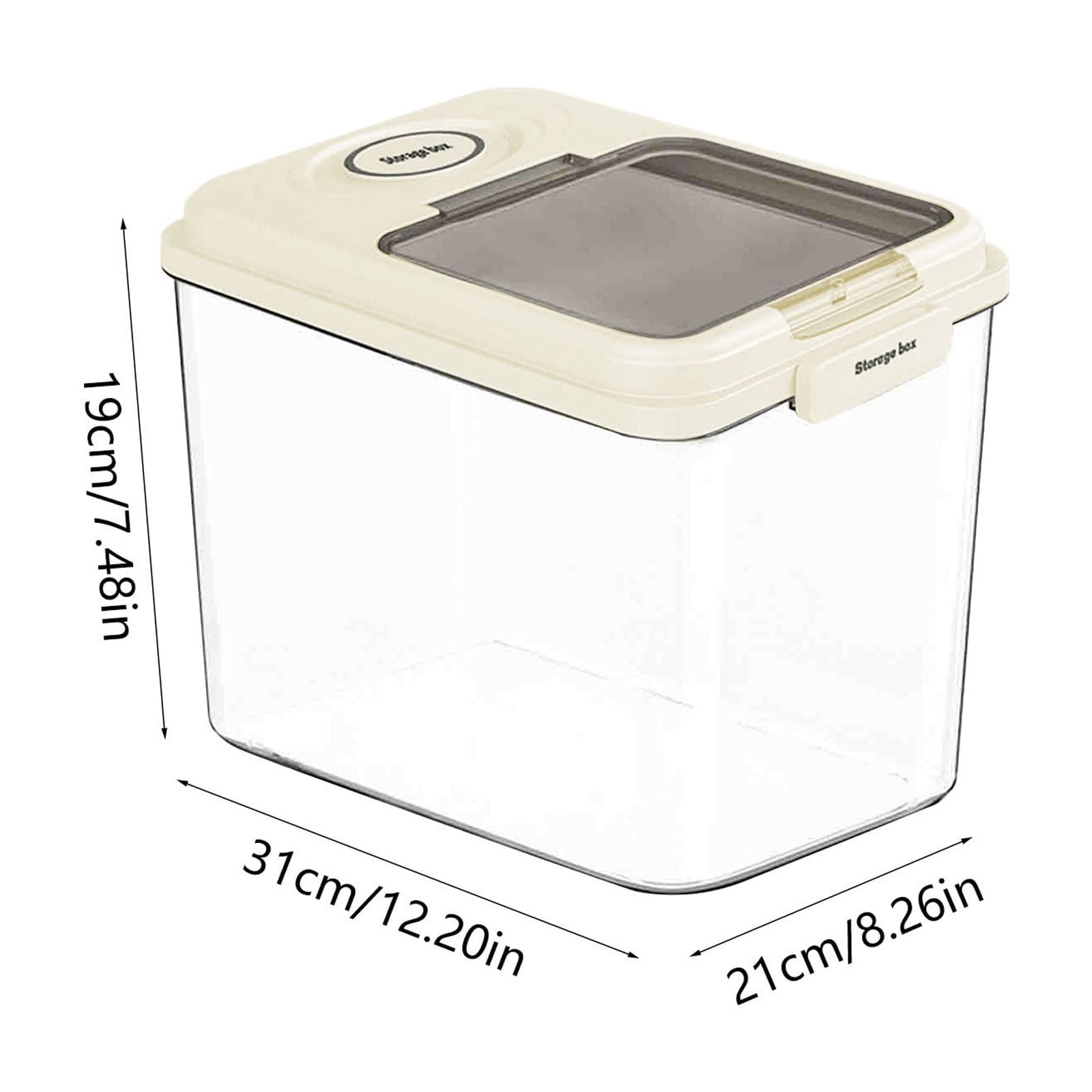 Large Airtight Food Storage Container with Measuring Cup and Visible Window, 22Lb Capacity for Rice, Flour, Cereal, and Pet Food, White or Beige