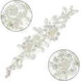thumbnail image 4 of 2Pcs Rhinestones lace Trim Patches Flower Embroidery Lace Trim White Sequin Bead Floral Embroidered Polyester Sew on Applique Patches for Bridal Wedding Dance Costume, 4 of 6