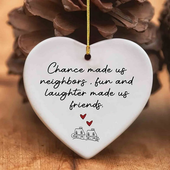 2pc Best Neighbor Gifts Chance Made Us Neighbor Hanging Ornament House Warming Gifts Acrylic Heart Keepsake Ornament Birthday Christmas Tree Decoration Thank You Neighborhood Friendship Gift