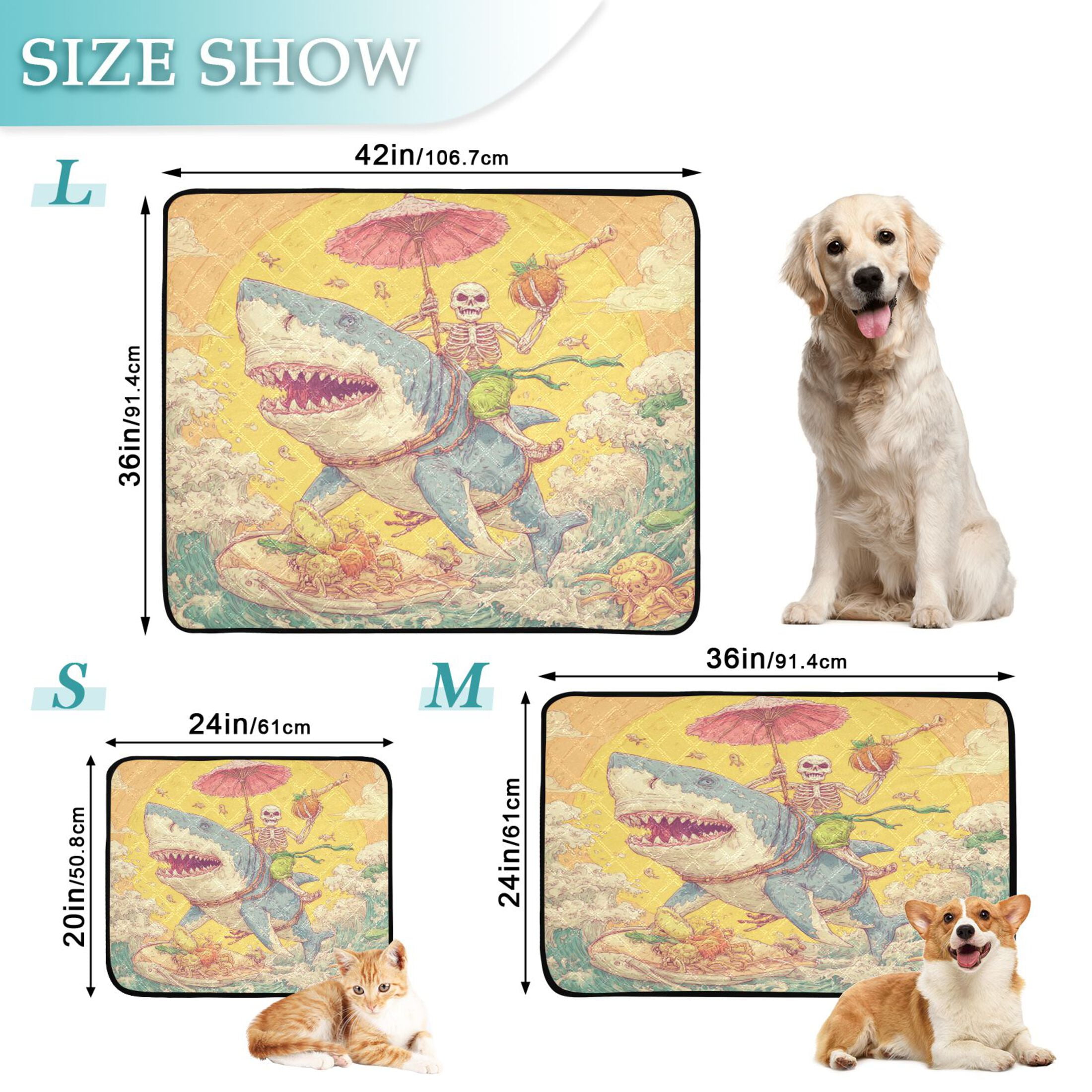 Qxltty Skull Surfing Cat litter Pads Pet Set of 2 Diaper Mats Center Anti-leakage Layer Absorbent Soft and Comfortable