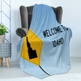 thumbnail image 4 of Idaho Soft Flannel Fleece Throw Blanket, Gem State Welcome Sign Clear Sky Inspire Background, Cozy Plush for Indoor and Outdoor Use, 50" x 60", Earth Yellow Sky Blue, by Ambesonne, 4 of 5