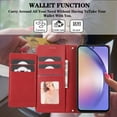 thumbnail image 6 of TECH CIRCLE Wallet Case For iPhone 14 Plus,Magnetic Flip Folio Stand Purse Case with Shoulder Wrist Strap Card Holder Cover Hidden Mirror Protective Cover for Apple iPhone 14 Plus 6.7" 2022,Red, 6 of 8
