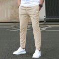 thumbnail image 2 of Dpytoraw Men's Casual Slim Fit Leather Label Cropped Pants Solid Color Casual Pocket Pants, 2 of 4