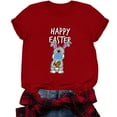 thumbnail image 4 of EQWLJWE Womens Plus Size Easter T Shirt Rabbits Wear A Mask Short Sleeve Cute Letter Print Casual Round Neck Blouse Basic Tops, 4 of 5