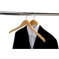 thumbnail image 2 of Quality Semi Curved Wooden Suit Hangers, 10-Pack Smooth Finish Solid Wood Coat Hanger with Swivel Hook, Jacket, Pant, Dress Clothes Hangers (Natural, 10), 2 of 5