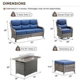 thumbnail image 2 of Giantfurnni Patio Fire Pit Sets Adult 6 Piece Wicker Weatherproof Outdoor Conversation Sets with Sofa and 2 Swivel Gliders, Grey/Blue, 2 of 14