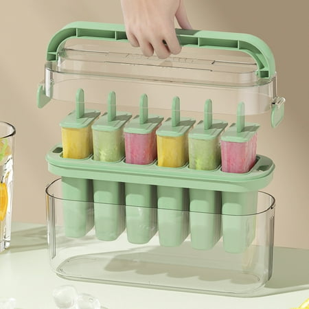 

Popsicle Mold with Lid Handle Plastic 6 Ice Pop Mold Homemade Frozen Popsicle Maker Easy Release DIY Ice Cream Mold Reusable 9.25×4.72×2.95inch for Household Kids Adults