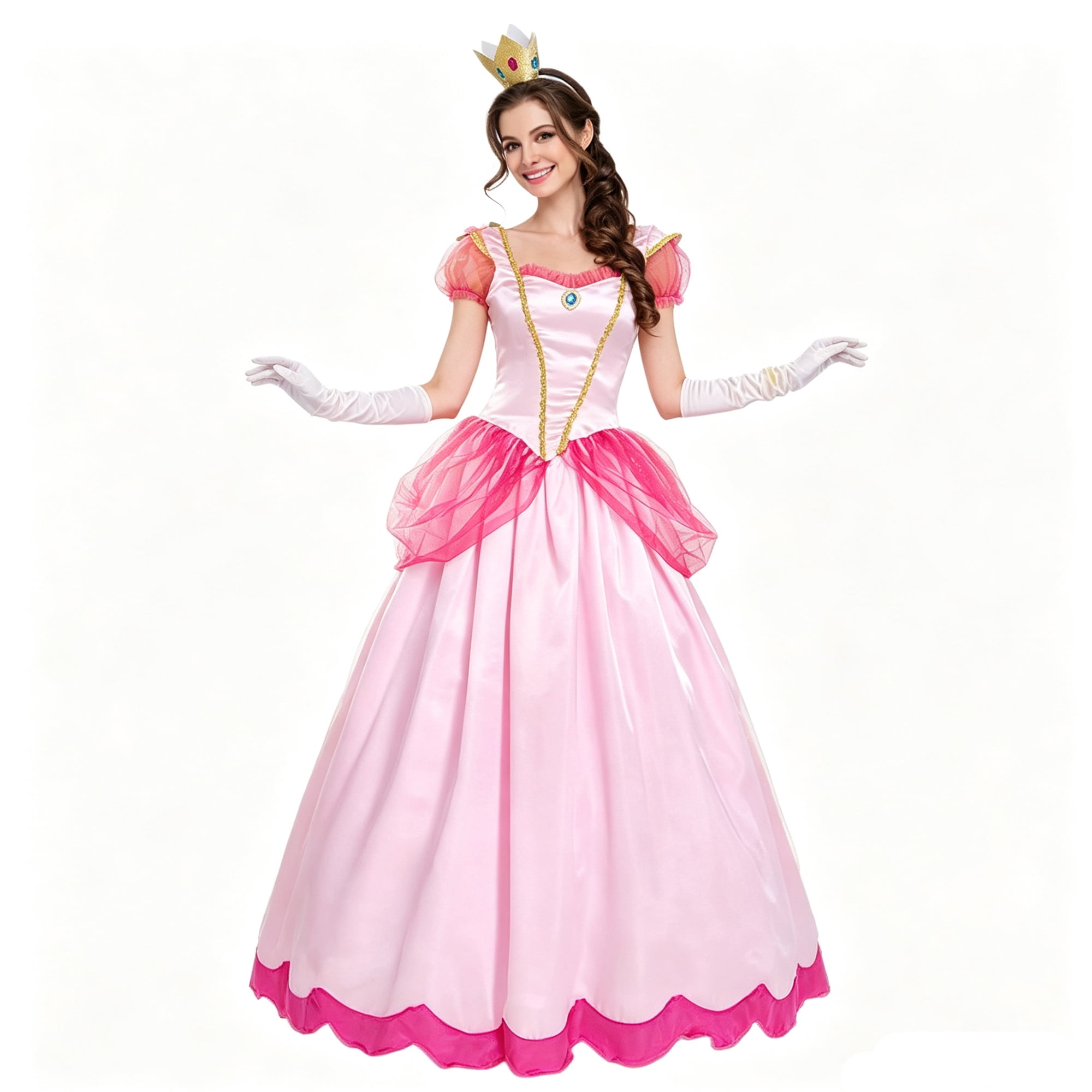 Women's Halloween Princess Costume Set with Gloves and Tiara