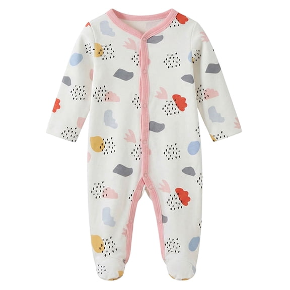 OYXSER Newborn Boy Clothes 9M Unisex Newborn Coming Home Outfit Romper Bodysuit Long Sleeve Button Jumpsuit One Piece Soft Wear, Light Pink 6-9 Months