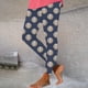 thumbnail image 2 of Gibobby Pantimedias yoga Dama Leggings informales con estampado béisbol para mujer, pantalones informales con cintura elástica, pantalones chándal（Azul marino， S), 2 of 4