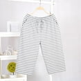 thumbnail image 3 of Big & Tall Striped Sleeping Capris Mens Wide Leg Loose Cotton Pajama Pants with Pocket Elastic Drawstring Pjs Bottoms Gray, XL, 3 of 3