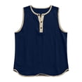 thumbnail image 6 of Tumotour Summer Tank Top for Men's Solid Color Linen Blouse Sleeveless Crew Neck Button Casual Sports T-shirt Top, 6 of 7