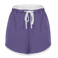 thumbnail image 4 of 2PCS Flexible Training Shorts Solid Color Shorts For Casual Loose Comfy Elastic Waist Yoga Athletic Short Pants Trendy Beach Shorts With Pockets on Clearance,Purple L, 4 of 5