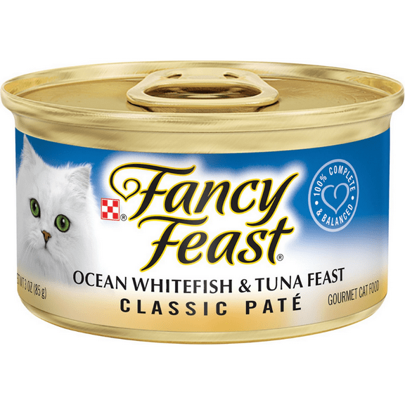 ( 4 Pack ) Fancy Feast Purina Grain Free Pate Wet Cat Food; Ocean Whitefish & Tuna - 3 Oz. Cans