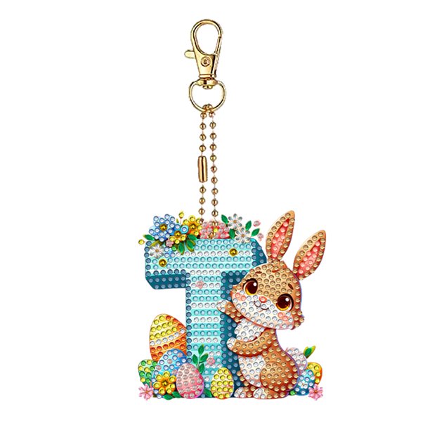 Pintura Diamantes Arte Keychain Diez Rianas Costilla Pet Doble Cara Alfabeto Pascua Artesanías Bricolaje