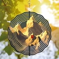 thumbnail image 3 of Stylized Circular Metal Wind Spinner with Pattern & Mountain Landscape - Red Accent for Yard & Garden Decor, 3 of 6