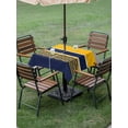 thumbnail image 4 of Outdoor Tablecloth with Umbrella Hole for Patio/Picnic/Party/Camping, Navy Yellow Grey Stripes Waterproof Table Cloth Square Cover Washable, Abstract Lines Geometric Modern (54"x 54"), 4 of 8