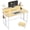 Oak, variant on Romorgniz Foldable Desk with LED Lights and Monitor Stand, 31.5"W Small Desk with Hooks for Small Spaces & Corner, Brown