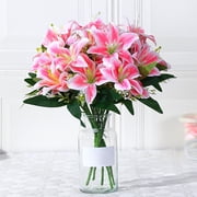Artificial Flowers Fake Flowers for Outdoor UV Resistant Pink Artificial Flowers Outdoors, Realistic Faux Silk Flowers Fade Resistant, Fake Plants & Flowers for Garden Porch Planters StyleC