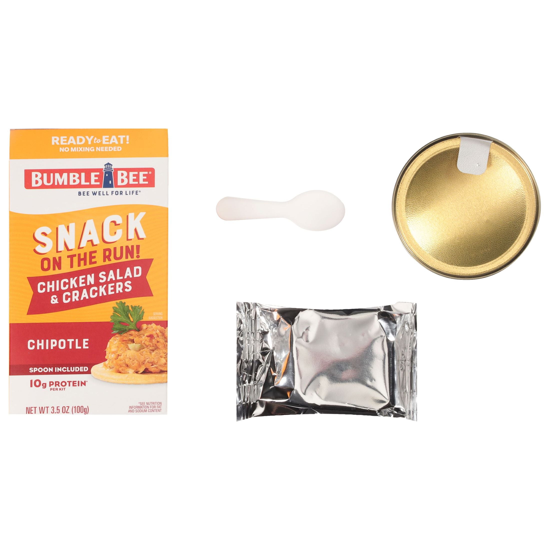 (3 pack) Bumble Bee Snack on The Run Chipotle Flavored Chicken Salad with Crackers Kit, 10g Protein Per Serving, Ready to Eat, Spoon Included, Shelf Stable Box, 3.5 oz