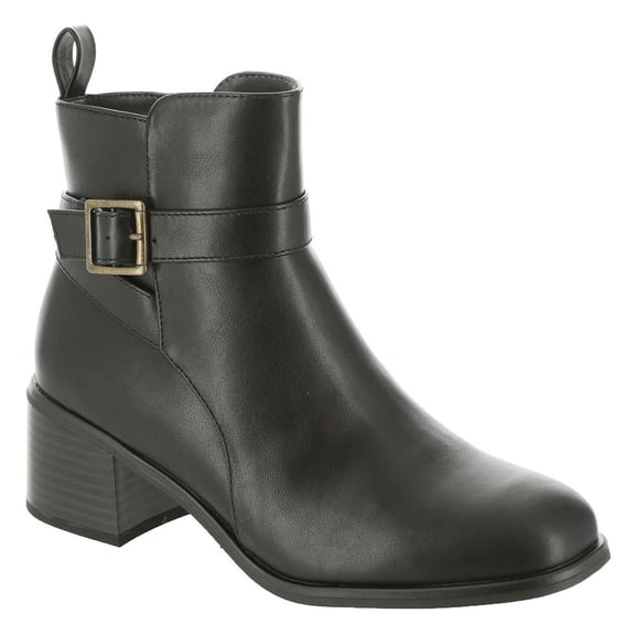 WHITE MOUNTAIN Women's Narrows Block Heel Ankle Booties, Black//Burn/Smooth, 7.5 M