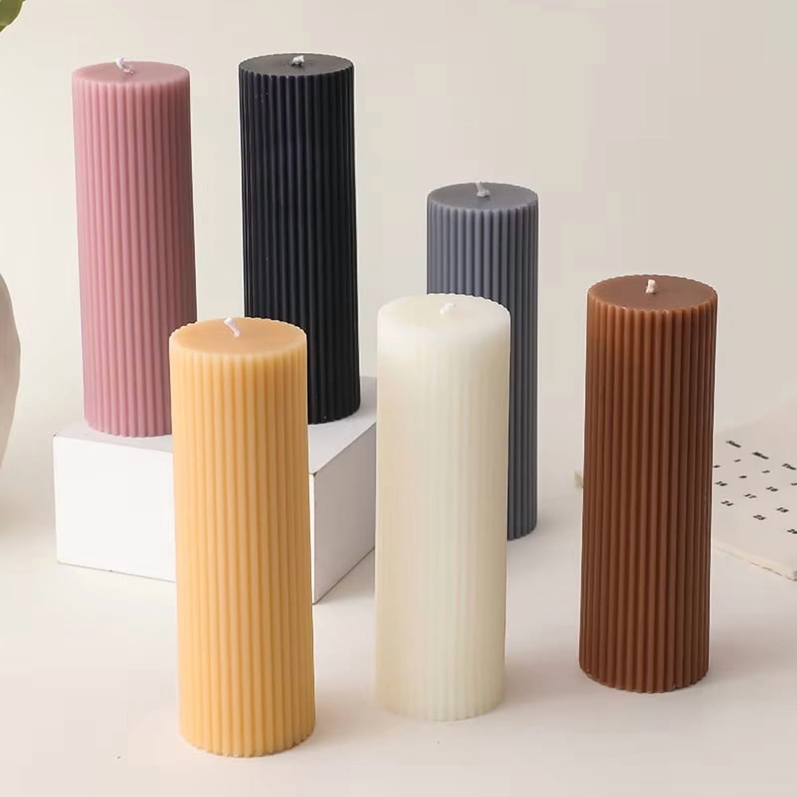 Geometric Striped Candle Mold Easy Demould DIY Cylindrical Flat Top Acrylic Plastic Candle Making Mould Supplies Art Home Decor