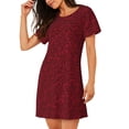 thumbnail image 2 of Fotbe Burgundy Floral Bata de Dormir para Mujer con Estampado, Camisón de Algodón de Manga Corta, Ropa de Dormir Casual, 2 of 6