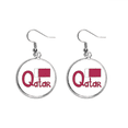 thumbnail image 1 of Qatar National Flag Purple Pattern Ear Dangle Silver Drop Earring Jewelry Woman, 1 of 3