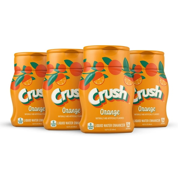 Crush, Orange, Liquid Water Enhancer - AIS1 New, Better Taste! (4 Bottles, Makes 96 Flavored Water Drinks) - Sugar Free, Zero Calorie