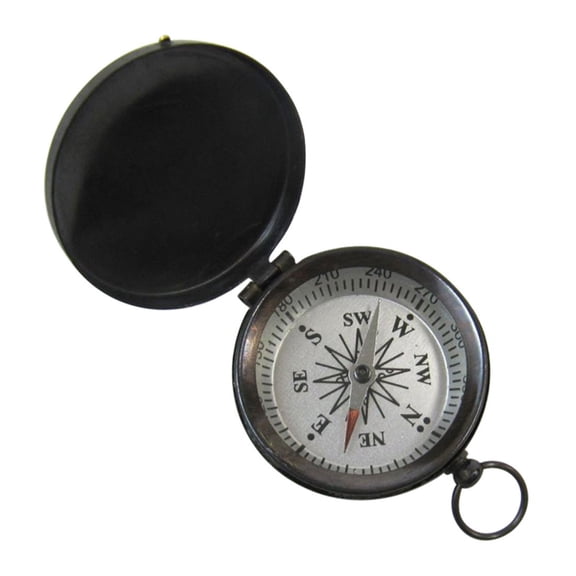 India Overseas Trading BR 48850A Brass Pocket Compass W/ Lid 1.75" Antique Fluer