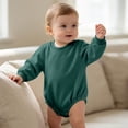 thumbnail image 3 of OGLCCG Toddler Baby Boy Girl Bubble Romper Infant Oversized Plain Long Sleeve Crewneck Sweatshirt Bodysuit Cute Bodysuit Tops 0-24M, 3 of 5