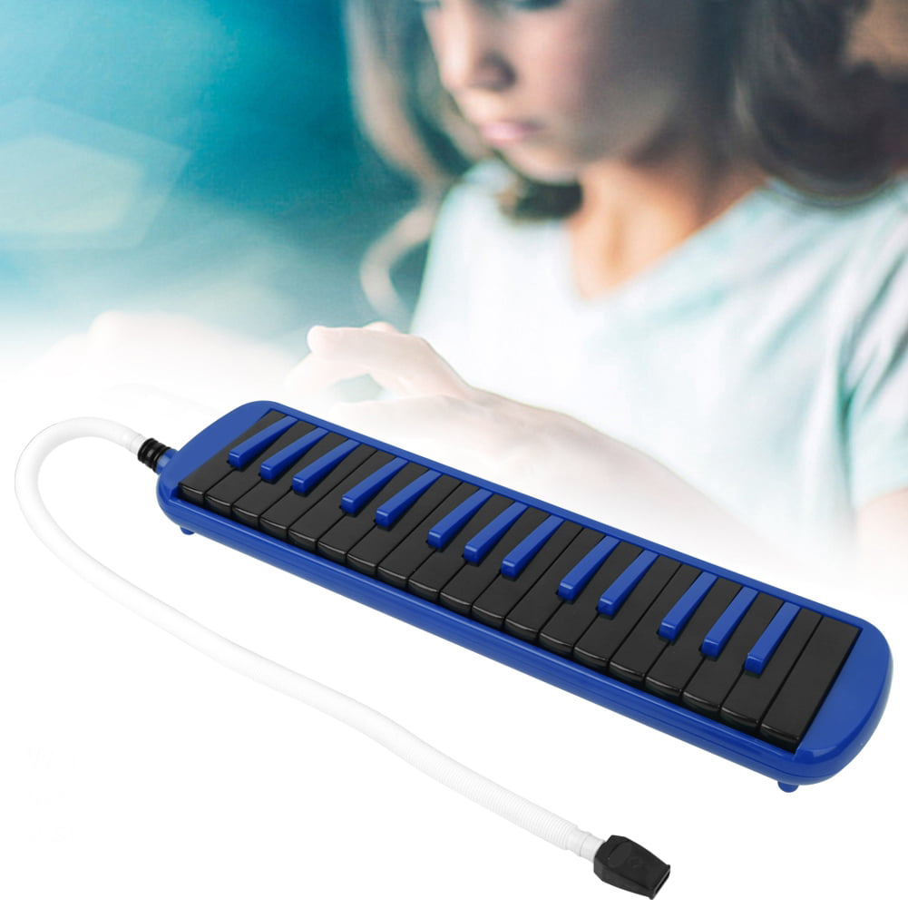 Blue F-32s 32 Key Melodica with Mouthpieces Tube Set & Bag Piano Style Wind Musical Instrument Suitable for Beginner Practice 