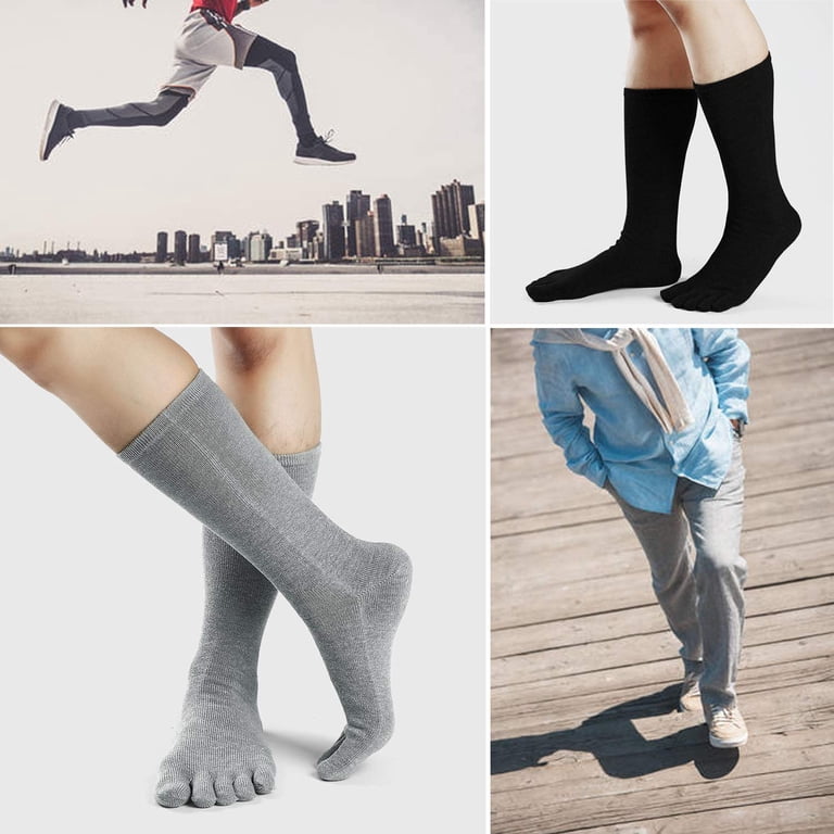 AMITOFO Men's Five-Toe Crew Socks, 5-Pairs photo 5