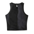 thumbnail image 3 of LBECLEY Asymmetrical Tops for Women Women Strappy Leather Tanks Top Ladies Leather Vest Slim Solid Color Shirt Top Casual Top Compress Top for Women Black Xl, 3 of 9
