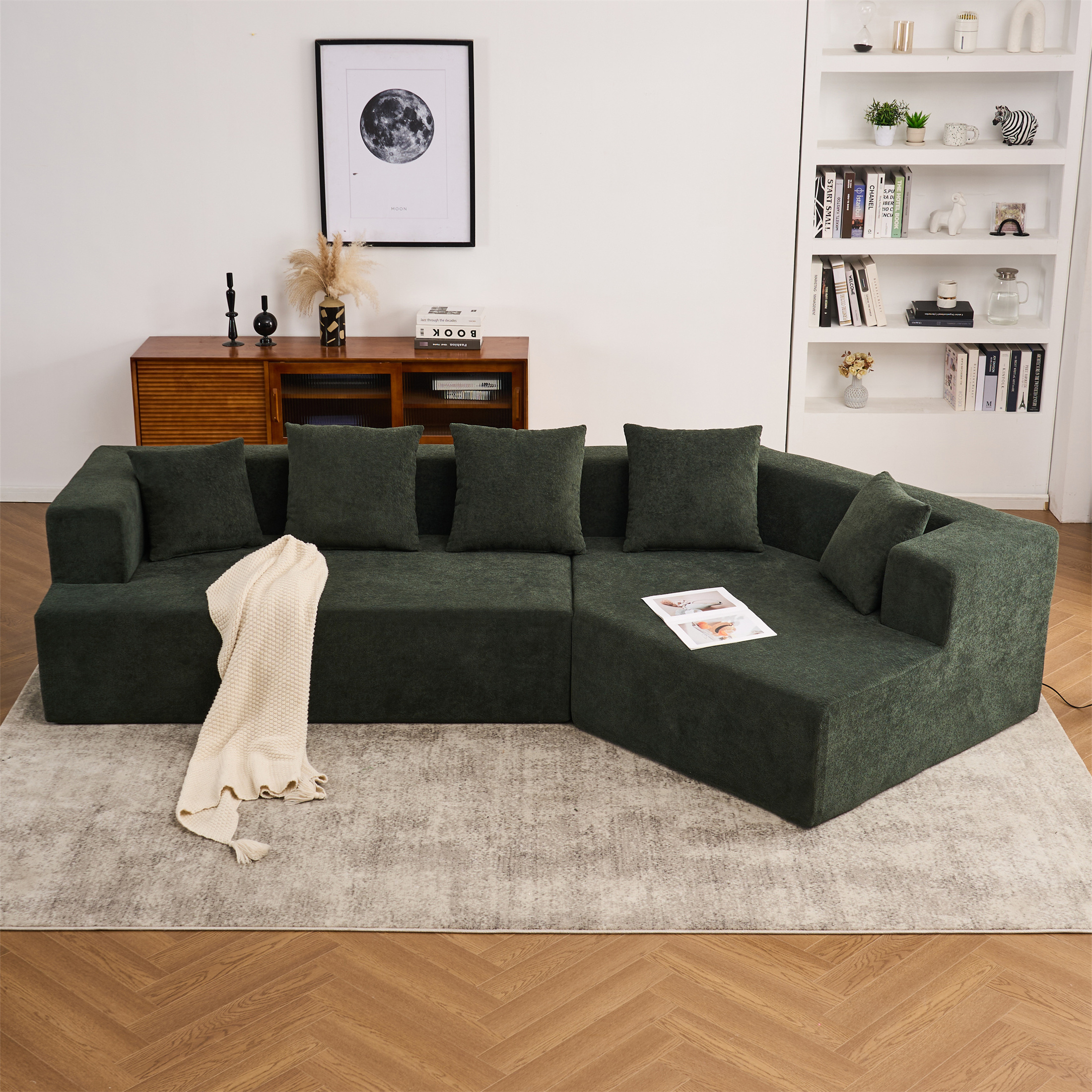 Aukfa 130" Oversized Cloud Sectional Couch Modular Sofa for Living Room, Installation Free, Green