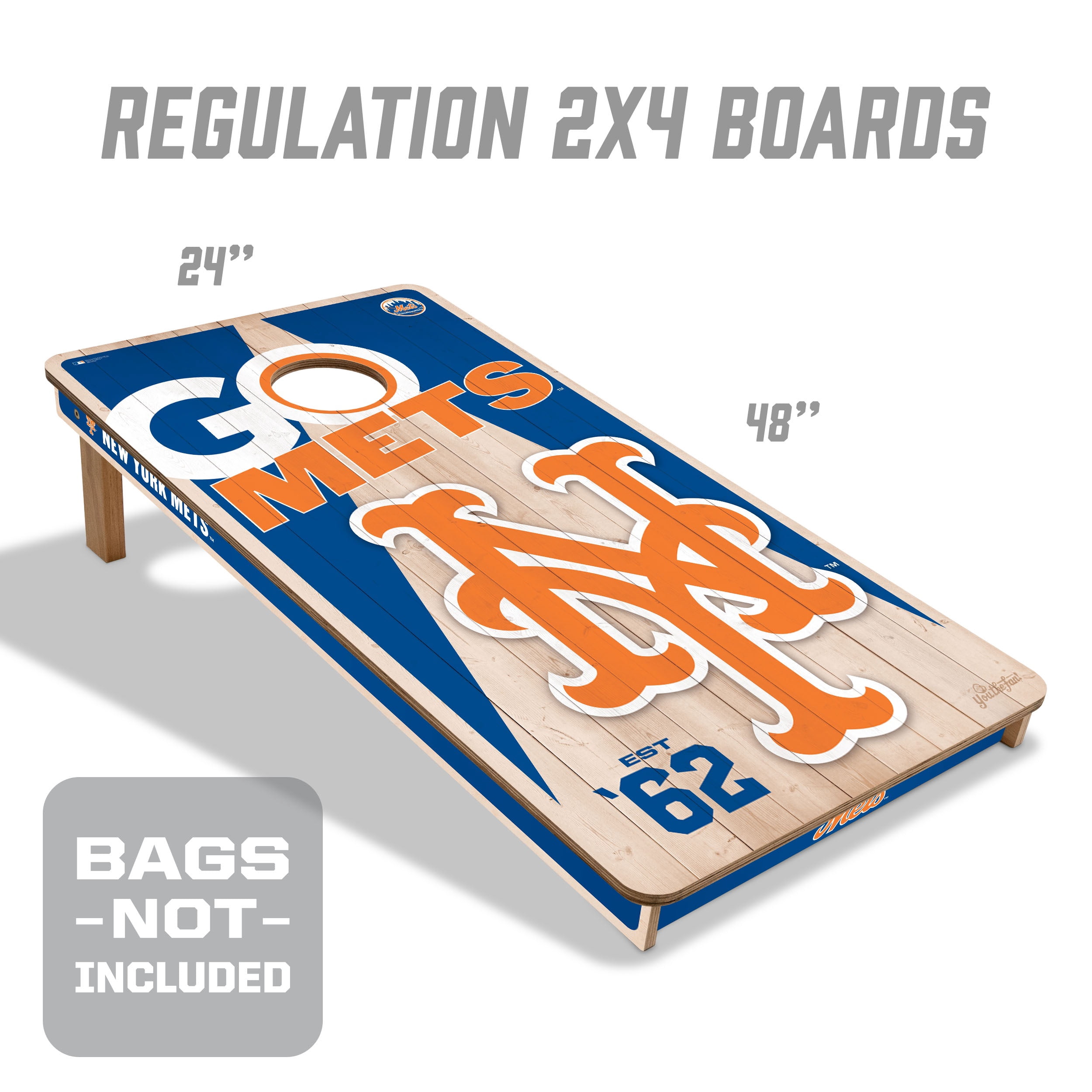 YouTheFan MLB New York Mets 2' x 4' Cornhole Game No Bags