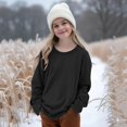 thumbnail image 2 of Kids' Sweatshirt Oversized Dropped Shoulder Crewneck Long Sleeve Casual Pullover Basic Comfortable Solid Color Fall Top, 2 of 6